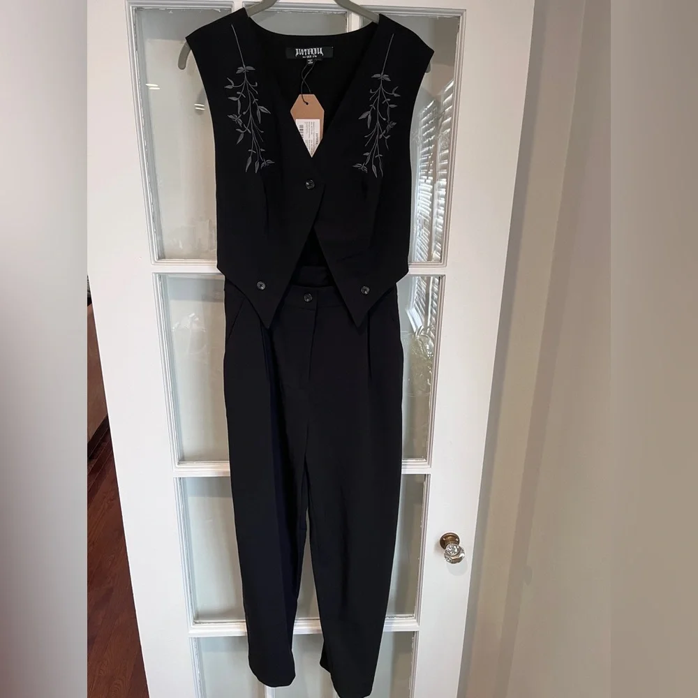 NWT Disturbia Damona Tailored Waistcoat Vest and Trouser Set Black Goth Sz 4 - Picture 6 of 16